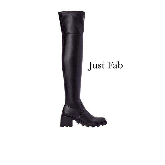 JF Just Fab Boots Women's Size 6 Black Jordane Over-The-Knee Chunky Heel Y2K - Picture 2 of 13